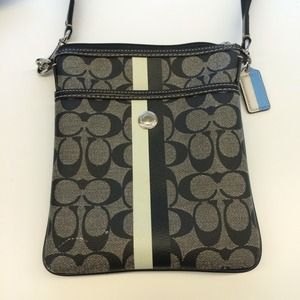 Coach Black & White Signature Fabric Laminated Bag