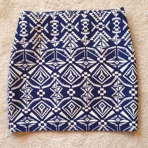 Navy & Cream Abstract Print Skirt