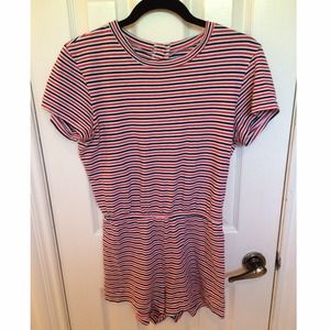 American Apparel Red, White, & Blue Striped Romper