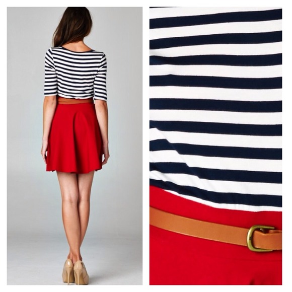 SOLD OUT 🚫Navy & Red Stripe Dress🚫 - Picture 2 of 3