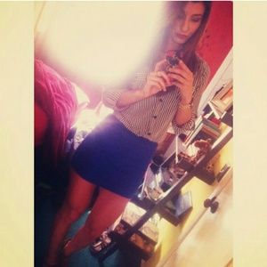 Blue ribbed bodycon skirt