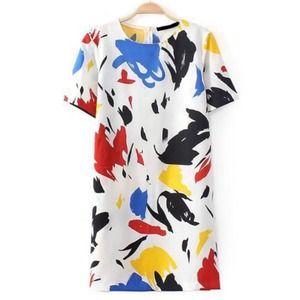 Graffiti Shift Chiffon Dress