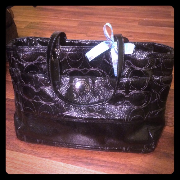 Coach leather diaper bag w/ strap