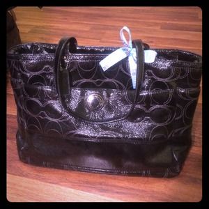 Coach leather diaper bag w/ strap