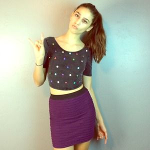 Sequined gray crop top