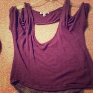 Purple shirt with lace back and cut outs
