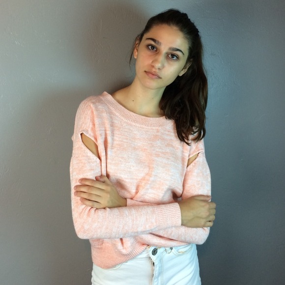 Light pink sweater with cut outs