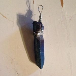 Hand wrapped Rainbow Blue Quarts Crystal
