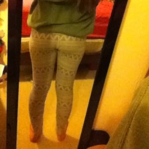 White and gray boho leggings
