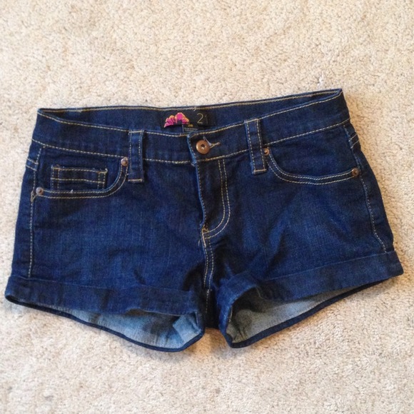 Cuffed Dark Jean Shorts