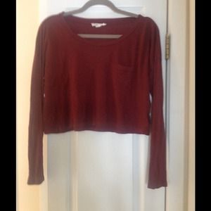 Maroon long sleeve cropped shirt