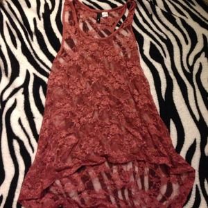 Maroon H&M High-Low Floral Tank