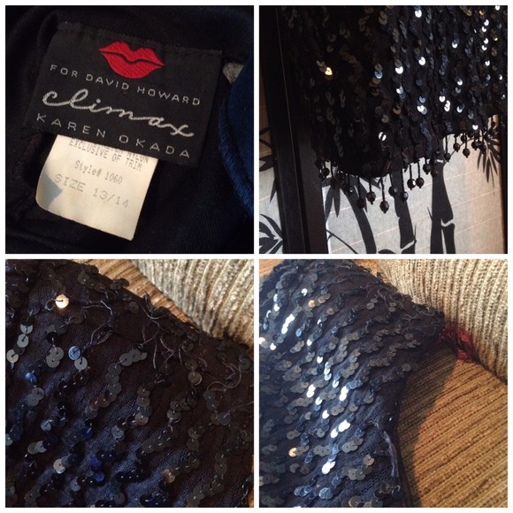 Vintage black sequins evening gown - dress - Picture 4 of 4