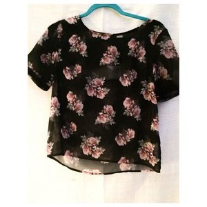 H&M Black floral sheer top