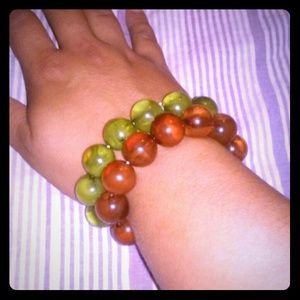 A Pair of Warm Colored Bead Bracelets