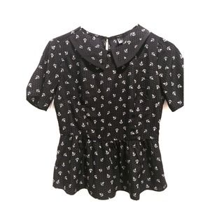 Peplum Anchor Top with Collar