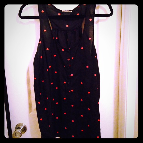 🚫sold🚫Black sheer tank top with red hearts