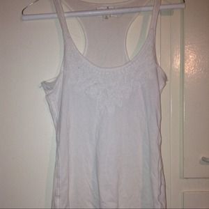 Abercrombie & Fitch white tank top w/ lace detail