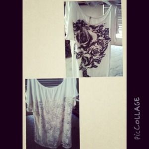 Loose white floral print shirt