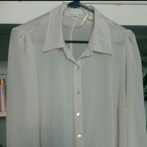 Cream long sleeve blouse