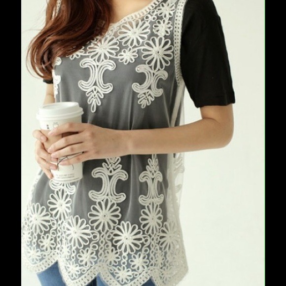 White lace sheer sleeveless top
