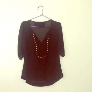 Black Blouse with Bronze Studs