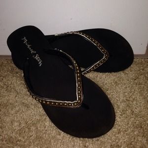 black beaded Michael Stars flip-flops