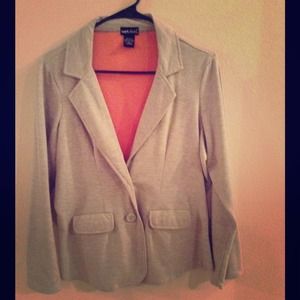 Light Grey Blazer with Salmon color lining.