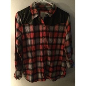 Red & black long sleeve button up