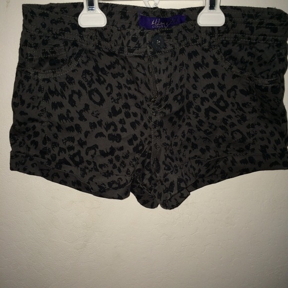Grey & black cheetah shorts