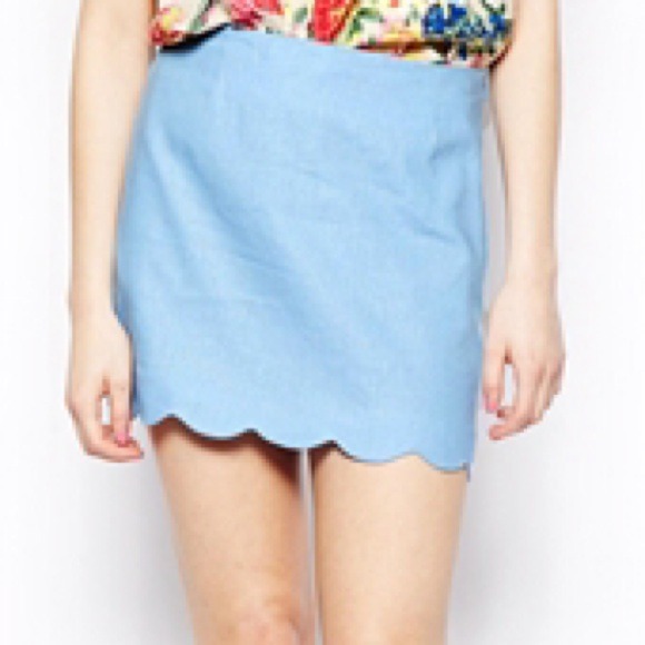NWT Asos Scalloped Skirt Light Blue size 0