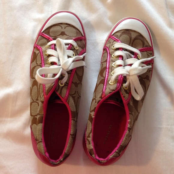 Khaki/Pink COACH Signature Sneakers w/ Box!