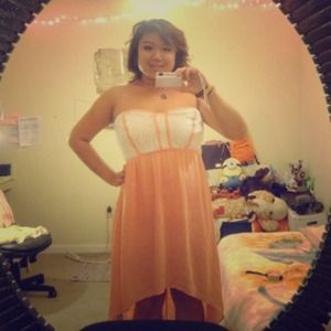 Orange White  lace Hi Low Asymmetrical Maxi dress