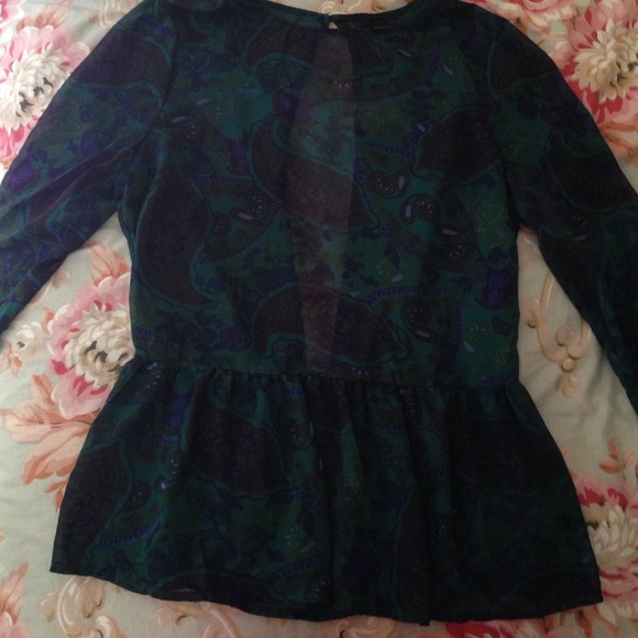 Blue and green chiffon shirt