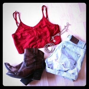 ⚡️Red Tie Back Crop Top