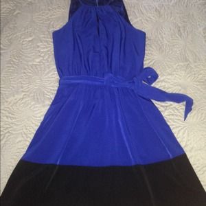 Express Cobalt Blue/Black Color Block Dress