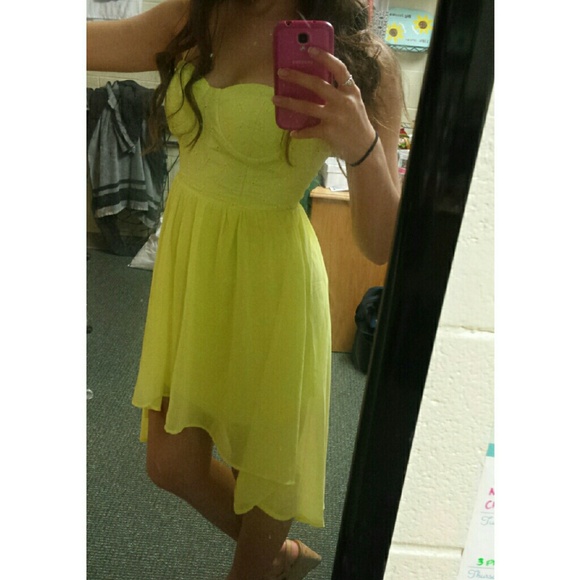 Yellow High-low Dress with Bustier Top - Picture 1 of 4