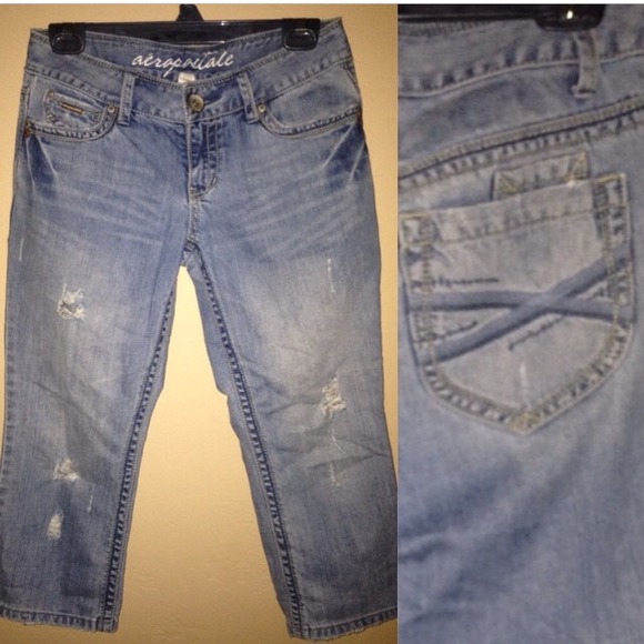 Aeropostale Distressed Cropped Denim