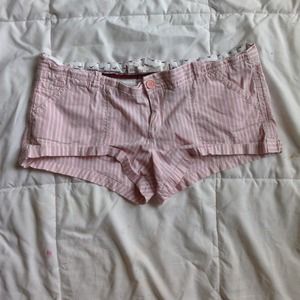 Hollister pink and white stripped shorts.