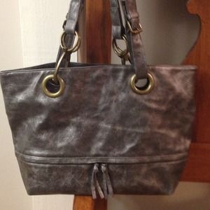 Braciano Grey Metallic Pleather Bag