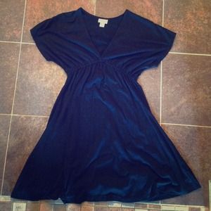 Black V-neck A line Dress