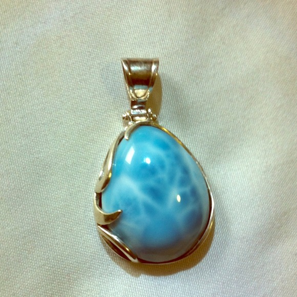 Dominican larimar pendant and earrings