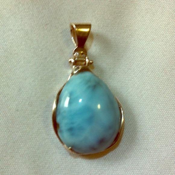 Handmade Dominican larimar pendant
