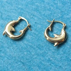 14k gold dolphin earrings