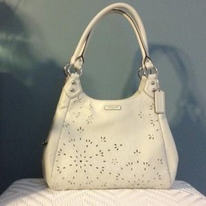 Bone-colored eyelet Coach Handbag
