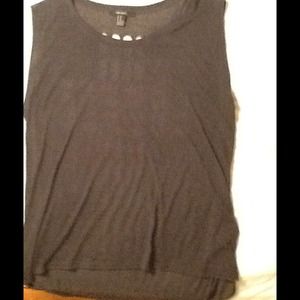 Grey flowy tank with cross cut in back