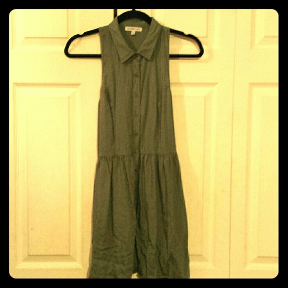 Army green button up dress