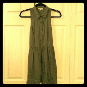 Army green button up dress