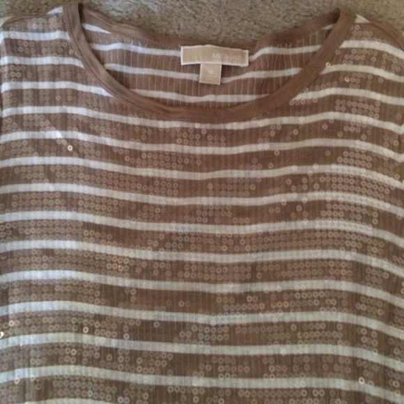 Michael Kors Sequin crewneck long sleeve dress
