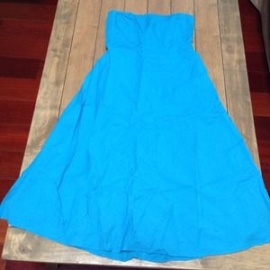 J Crew Bright Blue Strapless Dress Sz 2